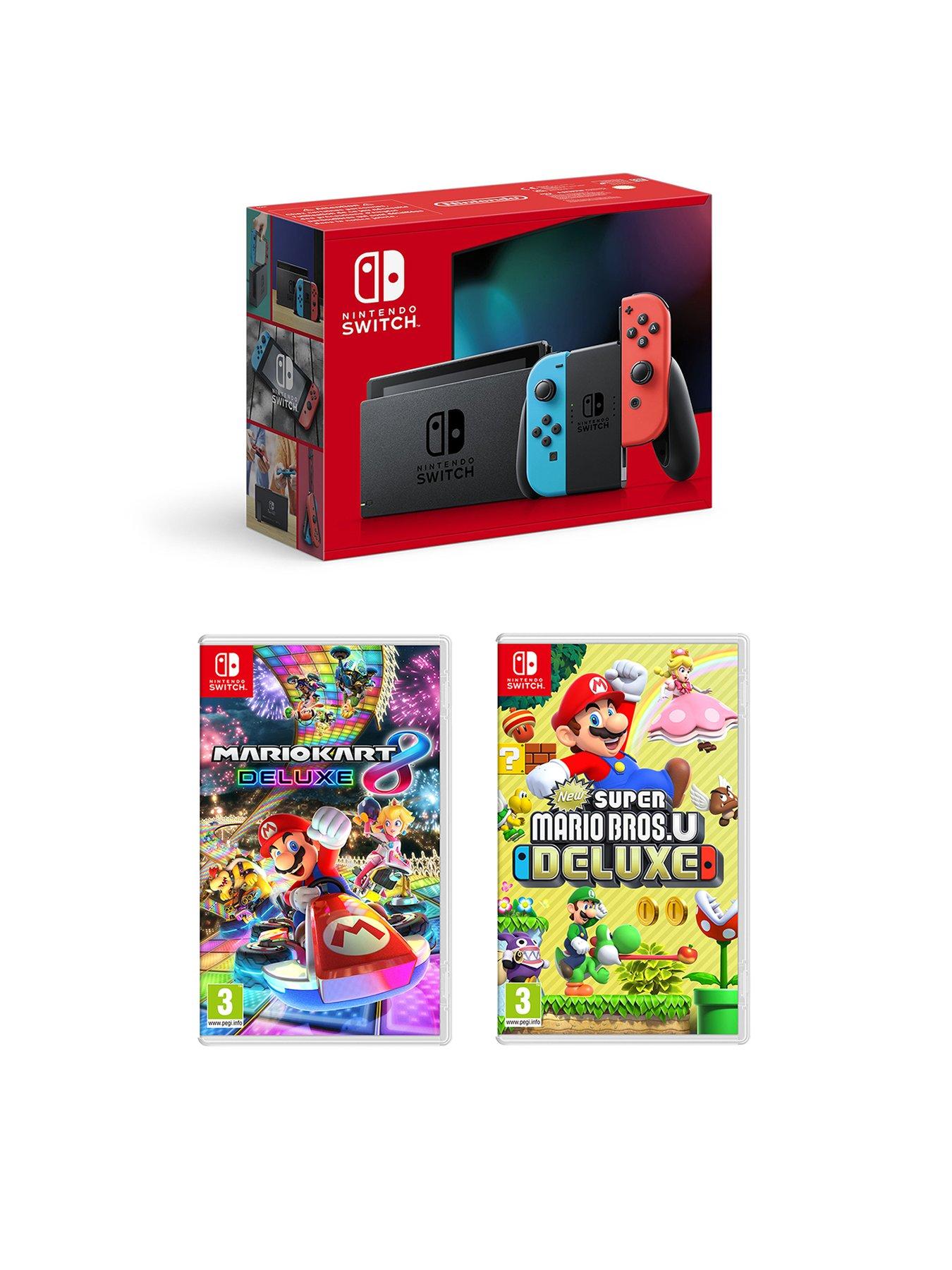 Neon Console with Mario Kart 8 New Super Mario Bros U Deluxe