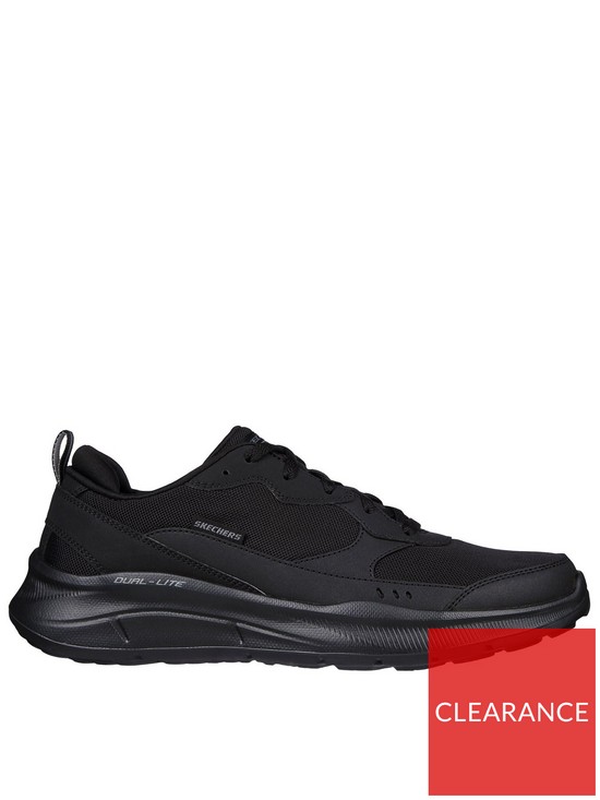 front image of skechers-air-cooled-dual-density-outsole-trainer-black