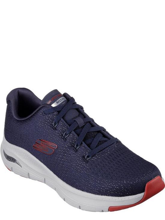 back image of skechers-air-cooled-arch-fit-vegan-trainer-navy