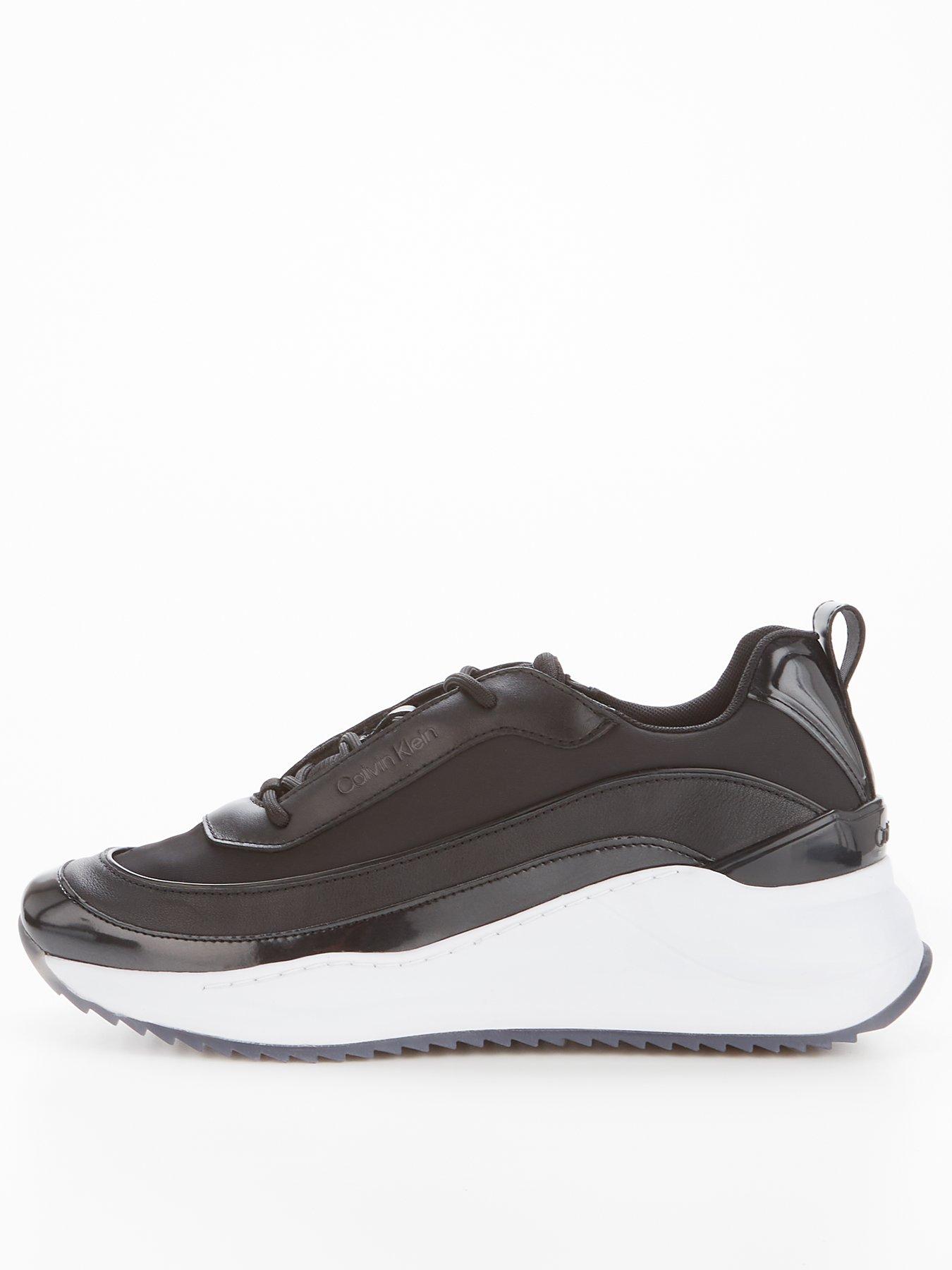 Calvin Klein Chunky Internal Wedge Lace Up Trainer - Black | very.co.uk