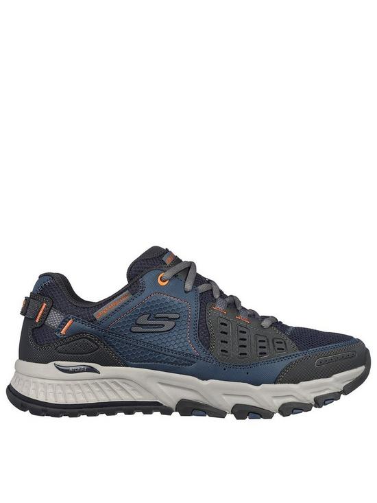 front image of skechers-arch-fit-leather-overlay-lace-up-outdoor-shoe-walking-shoe
