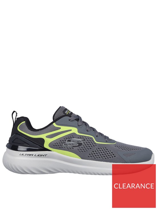 front image of skechers-air-cooled-trainer-dark-grey