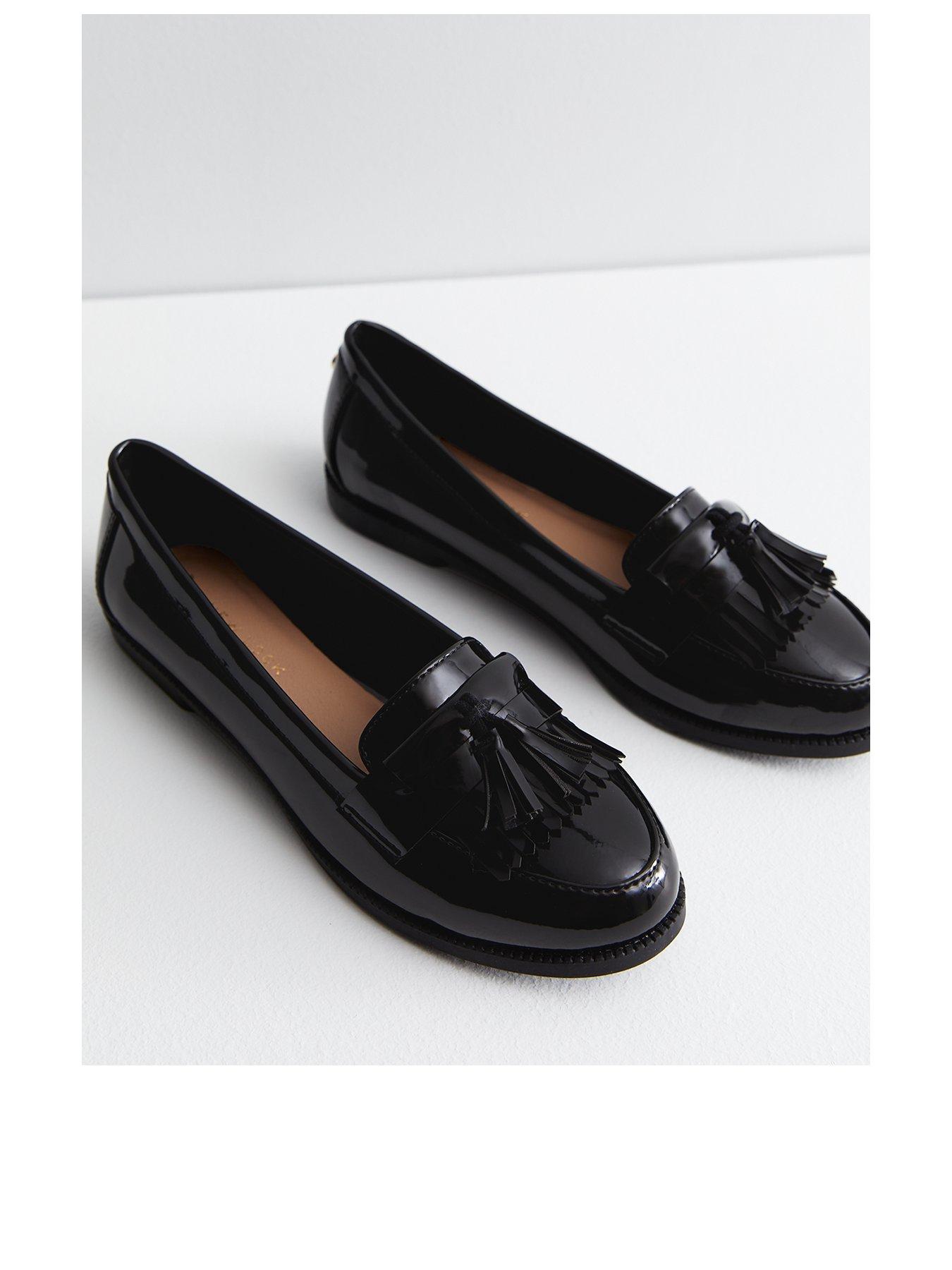 New Look Black Patent Tassel Trim Loafers Very.co.uk