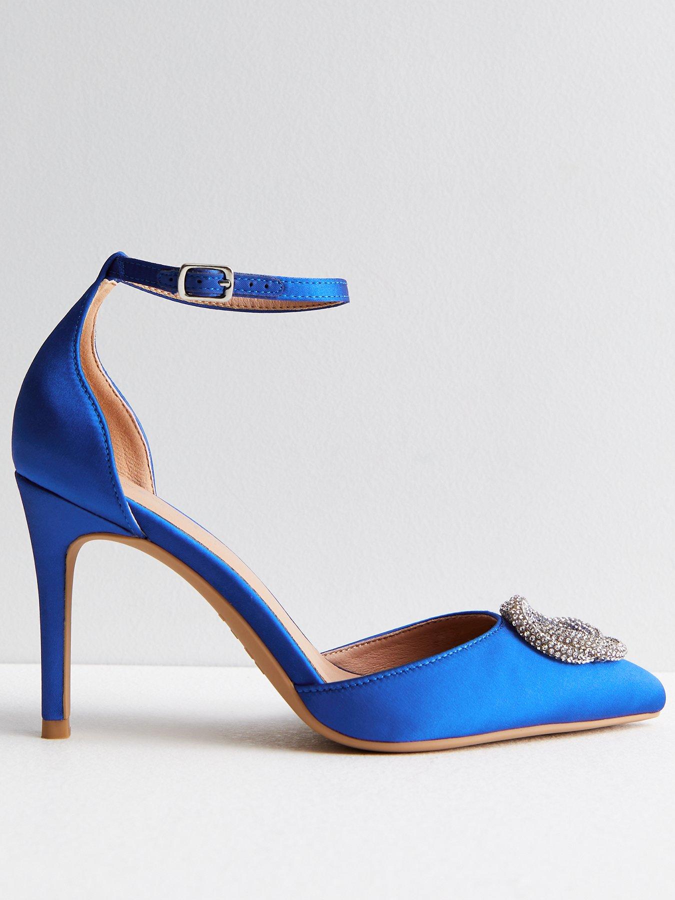 Blue satin 2024 court shoes