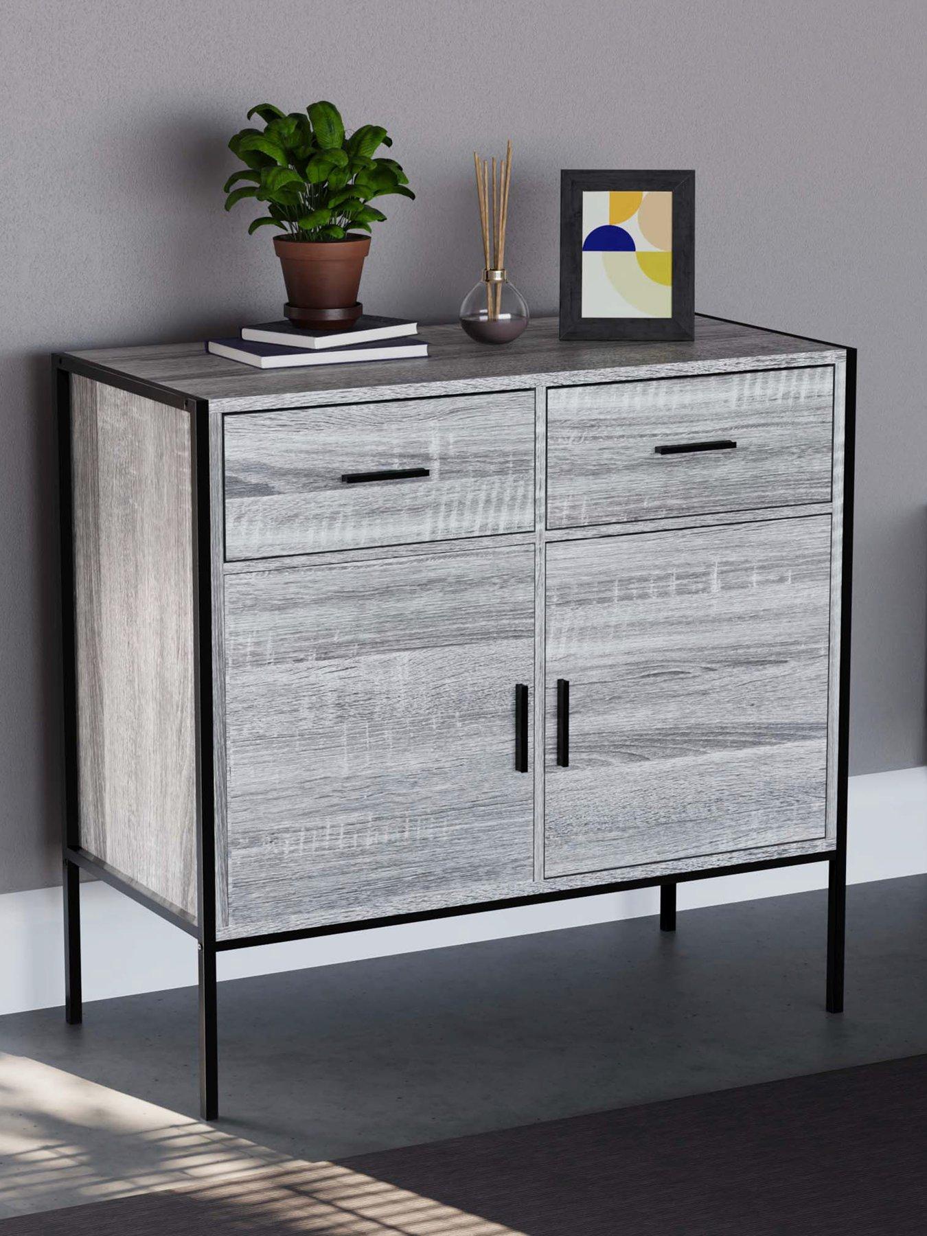 Product photograph of Vida Designs Brooklyn 2 Door 2 Drawer Sideboard - Grey Oak from very.co.uk