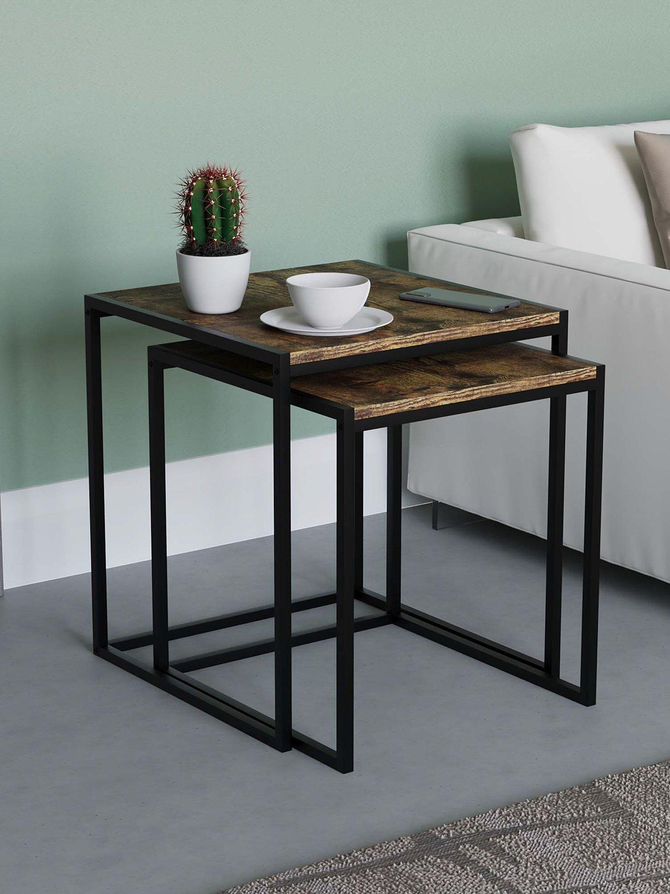 Product photograph of Vida Designs Brooklyn Nest Of 2 Tables - Dark Oak from very.co.uk