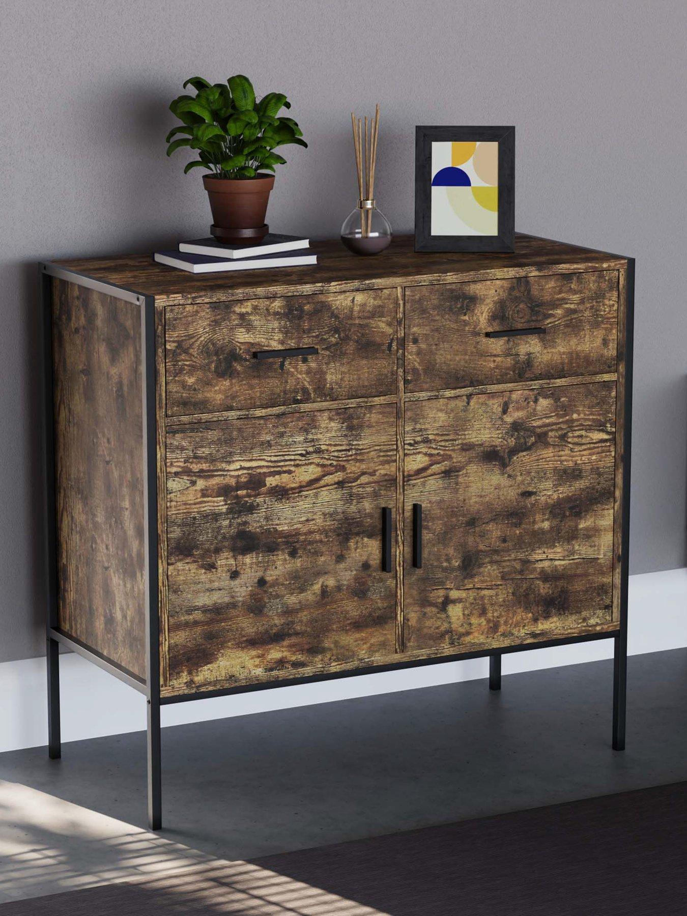 Product photograph of Vida Designs Brooklyn 2 Door 2 Drawer Sideboard - Dark Oak from very.co.uk