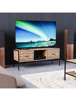 Product photograph of Vida Designs Brooklyn 2 Drawer Tv Unit - Fits Up To 50 60 Inch Tv - Dark Oak from very.co.uk