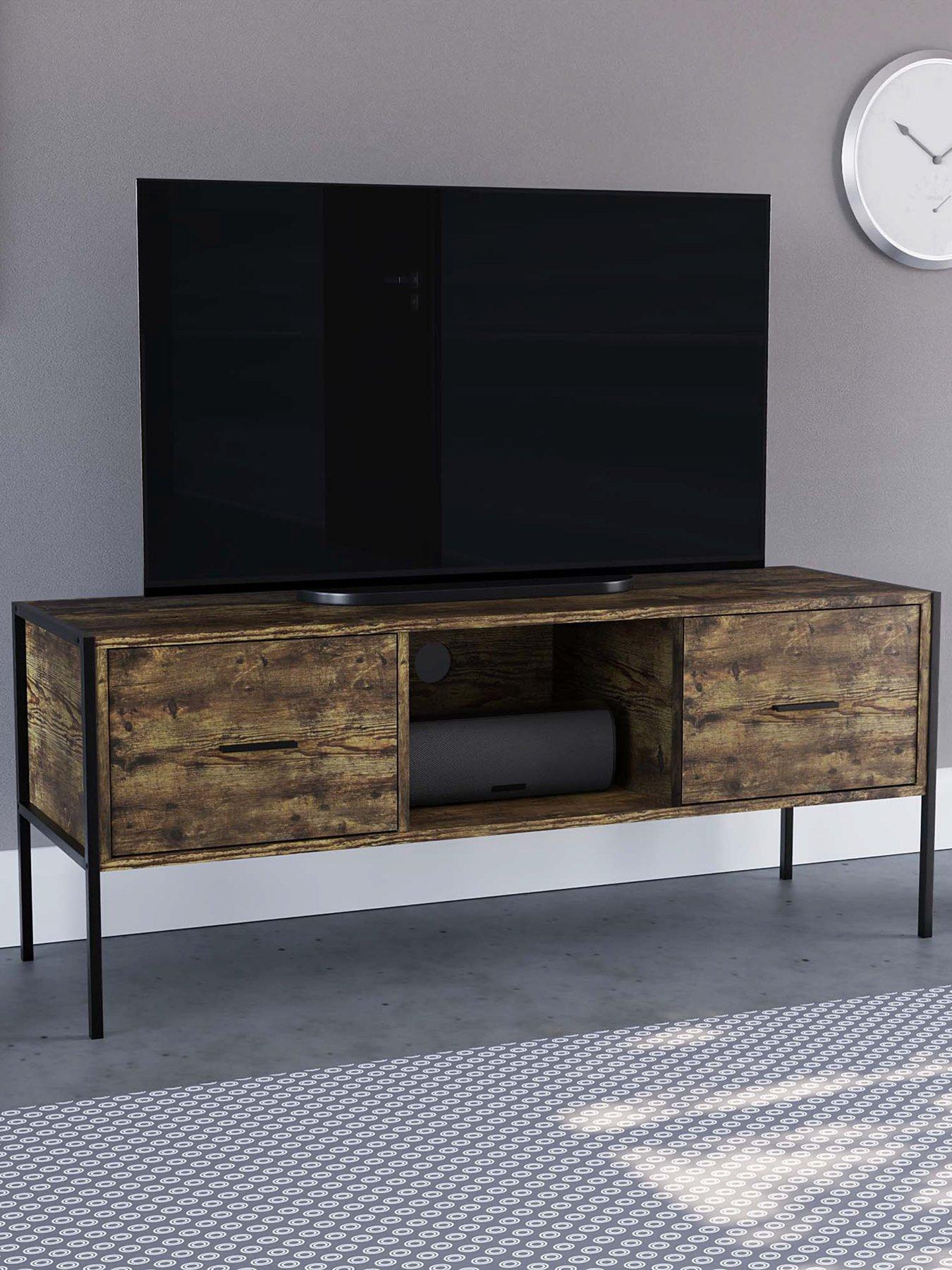 Image of Vida Designs Brooklyn 2 Drawer TV Unit - fits up to 50/60 inch TV - Dark Oak