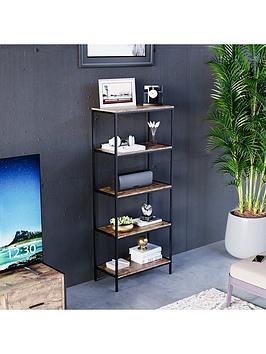 Product photograph of Vida Designs Brooklyn 5 Tier Bookcase - Dark Oak from very.co.uk