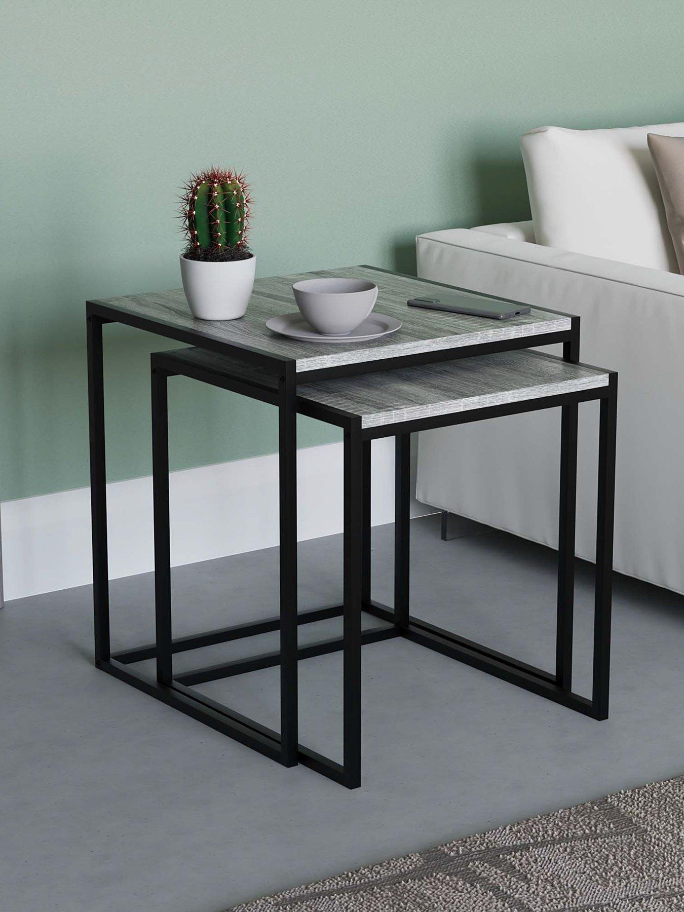 Product photograph of Vida Designs Brooklyn Nest Of 2 Tables - Grey Oak from very.co.uk