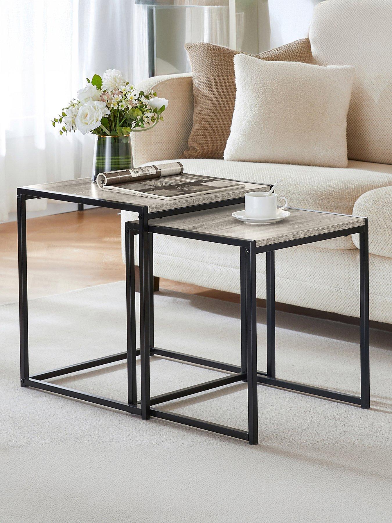 Vida Designs Brooklyn Nest of 2 Tables - Grey Oak