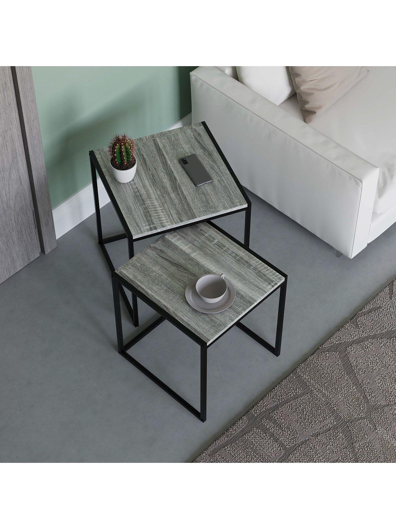 Image 4 of 6 of Vida Designs Brooklyn Nest of 2 Tables - Grey Oak
