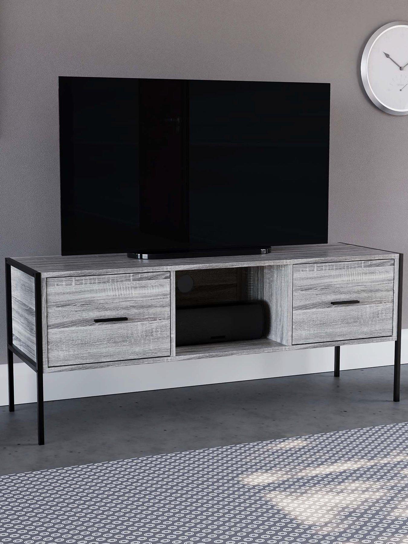 undefined Brooklyn 2 Drawer TV Unit - fits up to 50/60 inch TV - Grey Oak