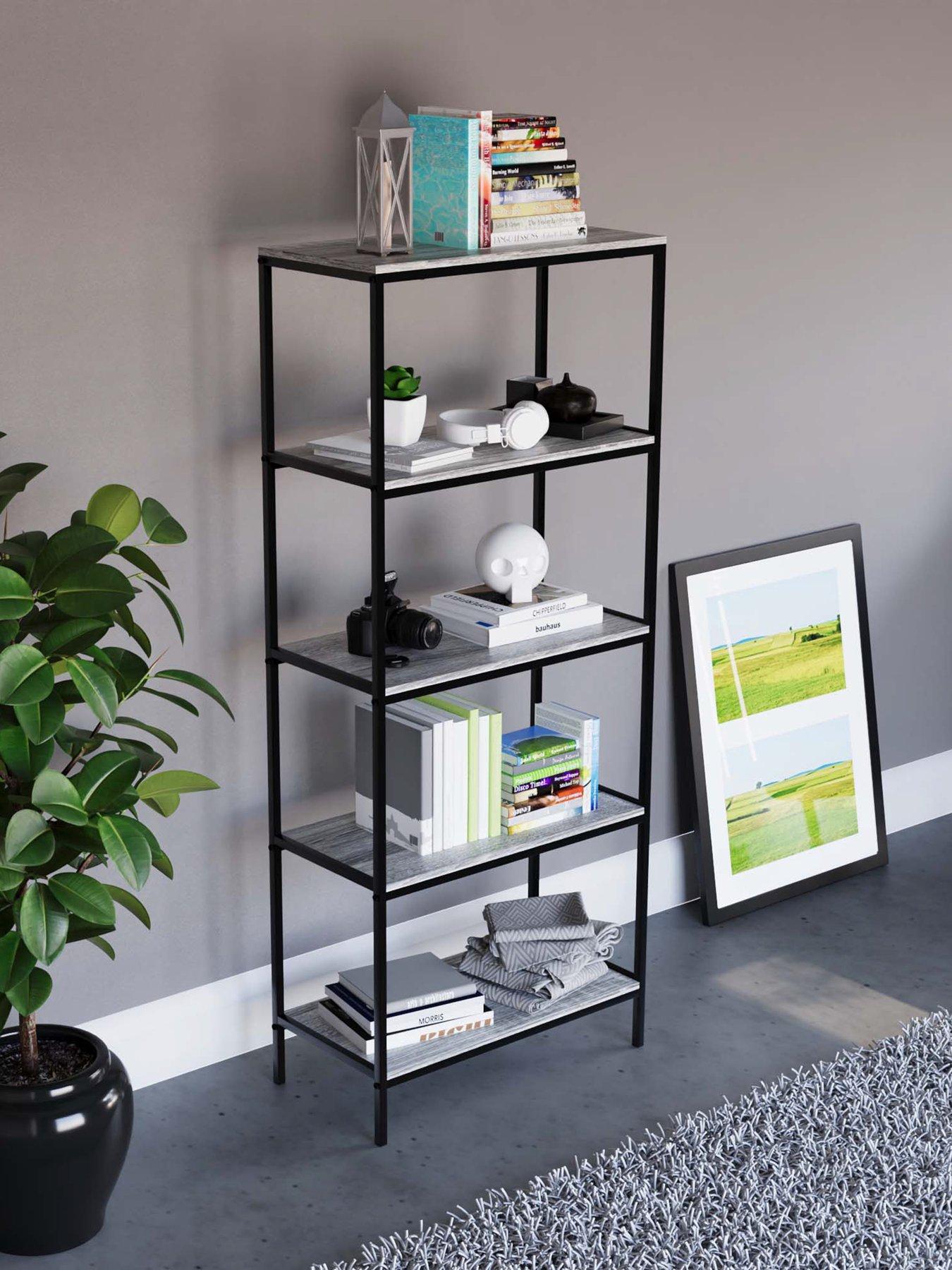 Product photograph of Vida Designs Brooklyn 5 Tier Bookcase - Grey Oak from very.co.uk