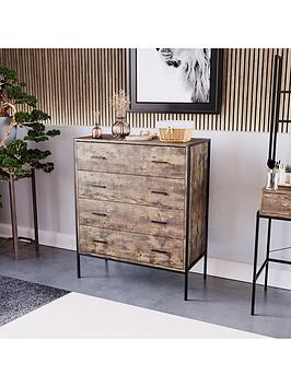 Product photograph of Vida Designs Brooklyn 4 Drawer Chest - Dark Oak from very.co.uk