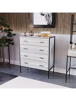 Product photograph of Vida Designs Brooklyn 4 Drawer Chest - Grey Oak from very.co.uk
