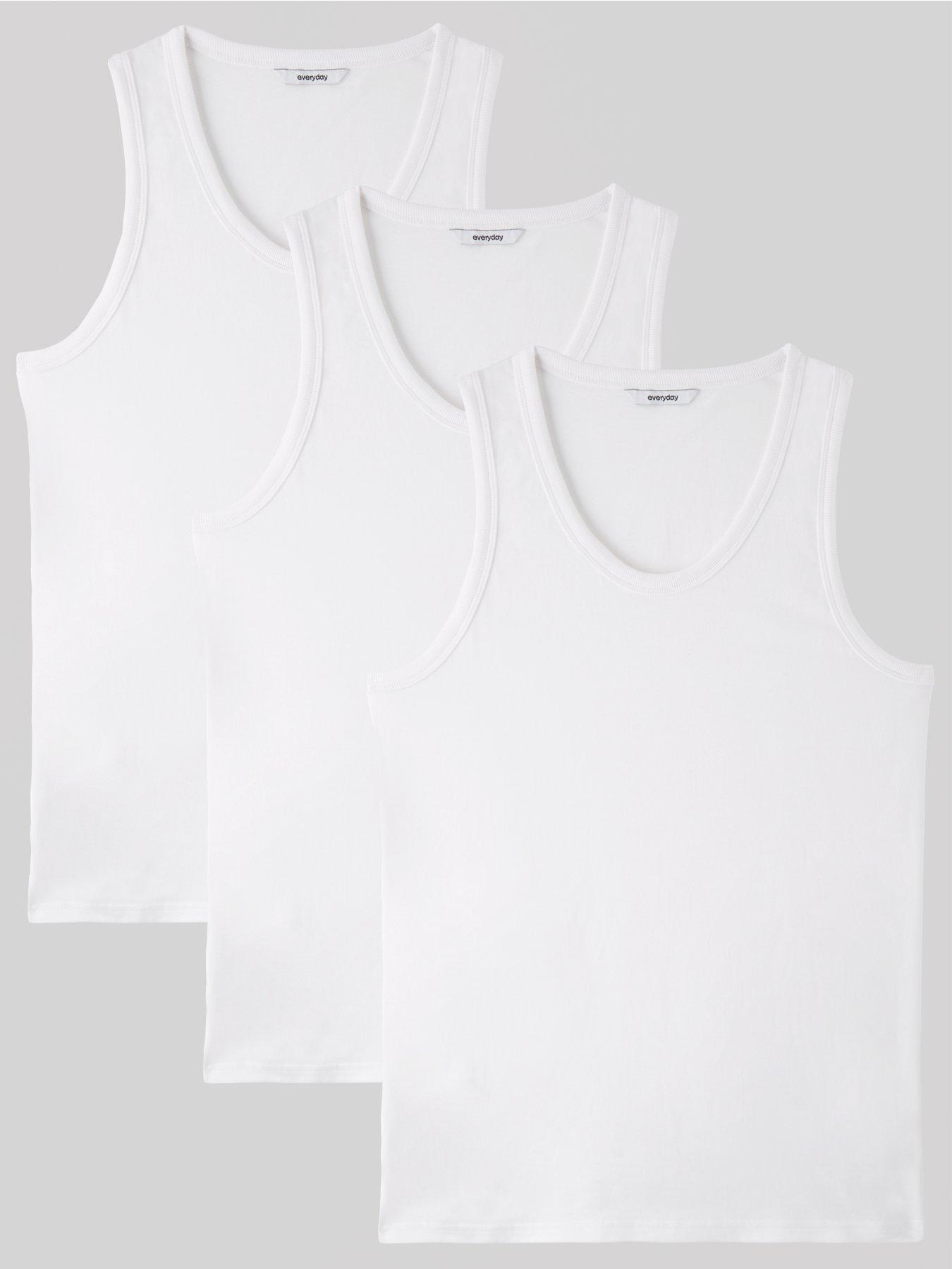 Mens plain hot sale white vests