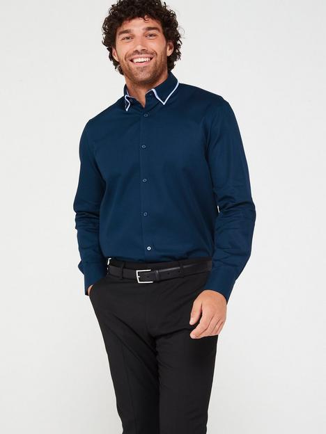 very-man-formal-navy-textured-double-collar-shirt-navy