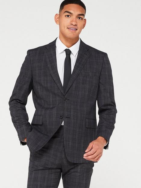 very-man-regular-fit-textured-check-suit-jacket-charcoal