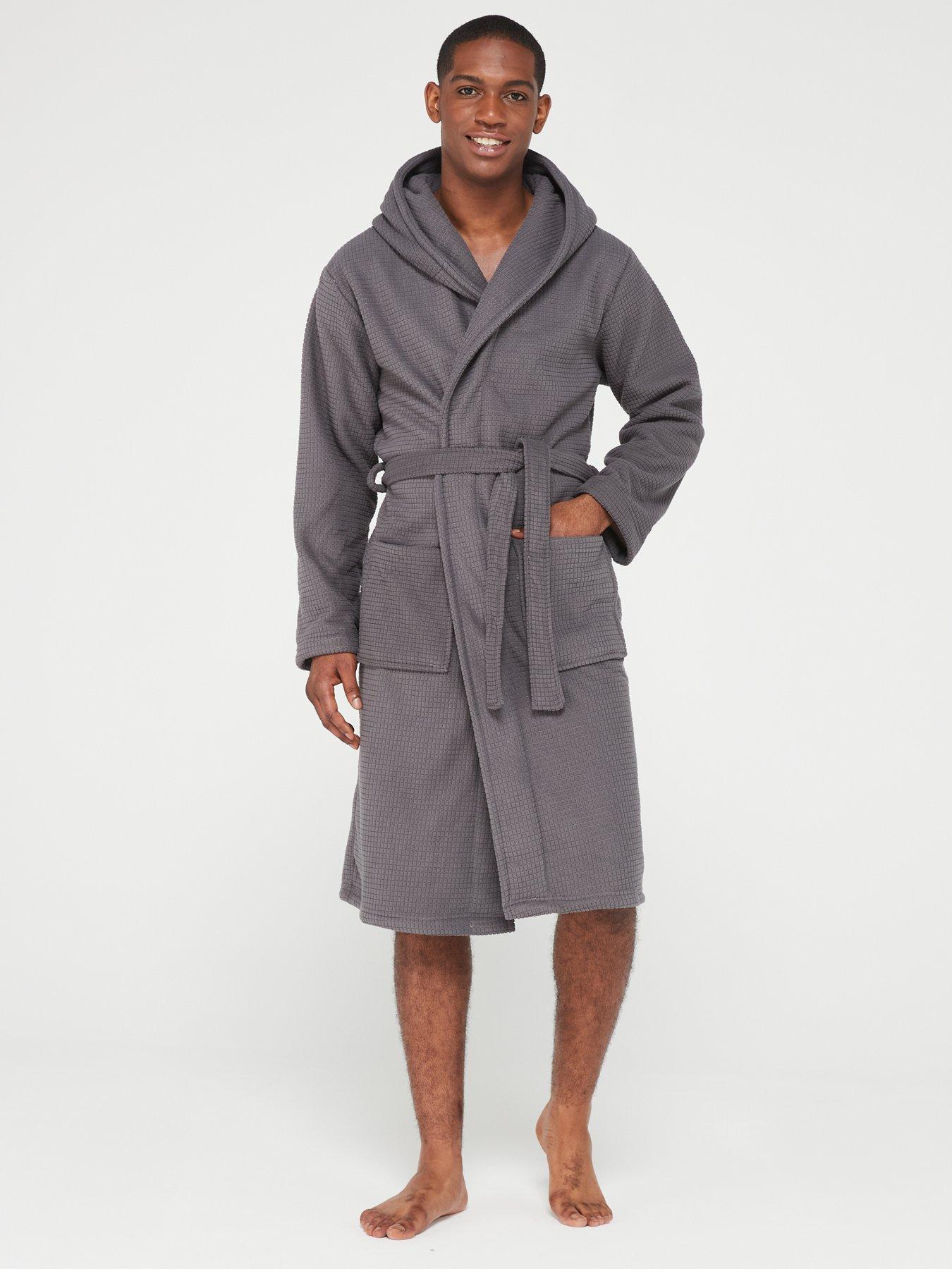 Mens grey waffle 2025 dressing gown