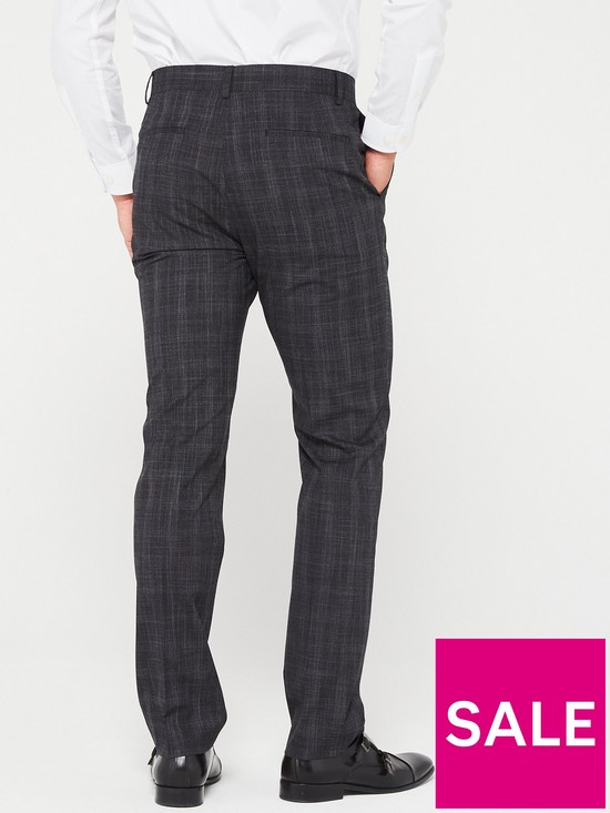 stillFront image of very-man-regular-fit-textured-check-suit-trouser-charcoal