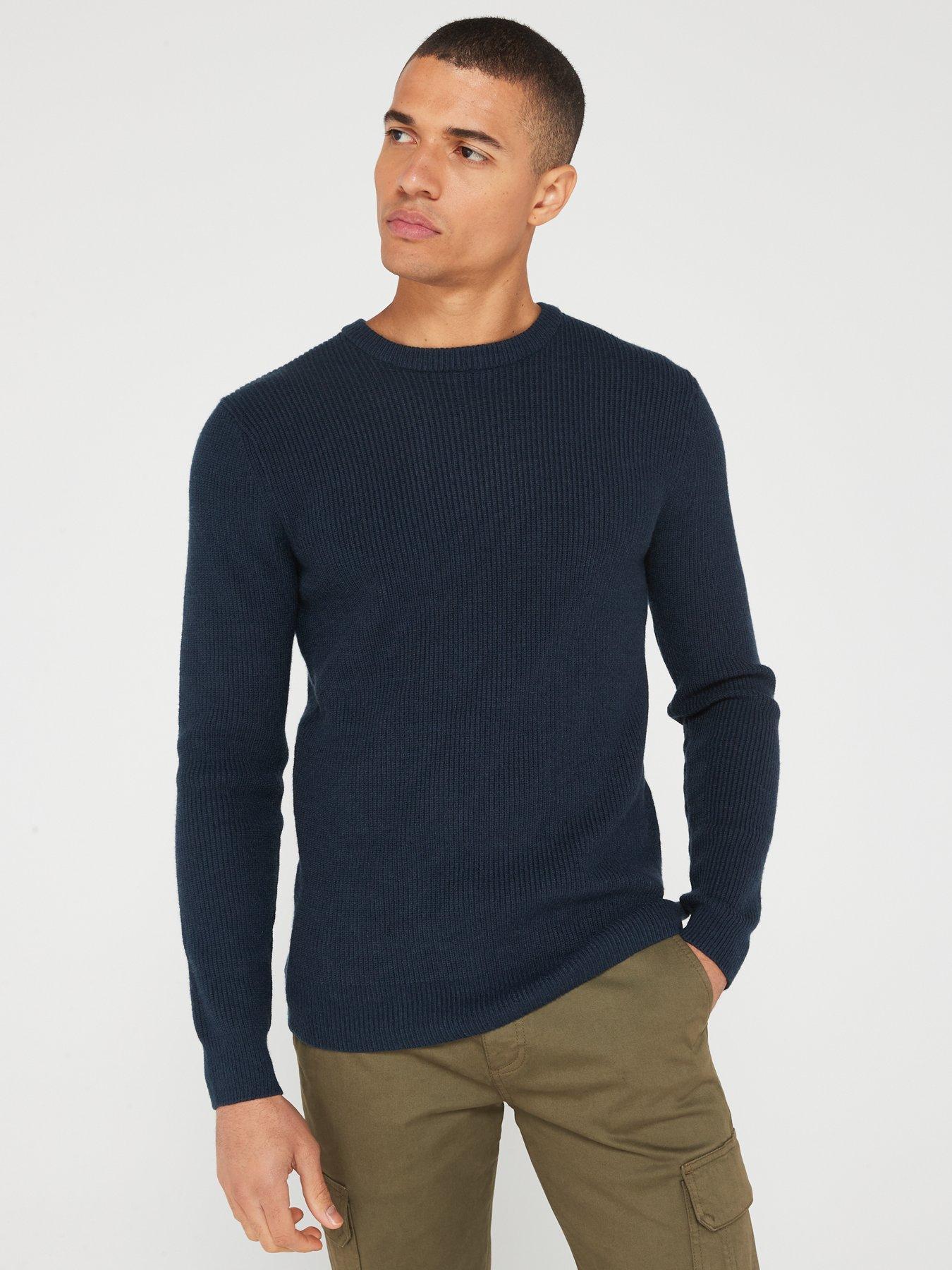 Very Man Chunky Soft Touch Crew Neck Jumper - Navy