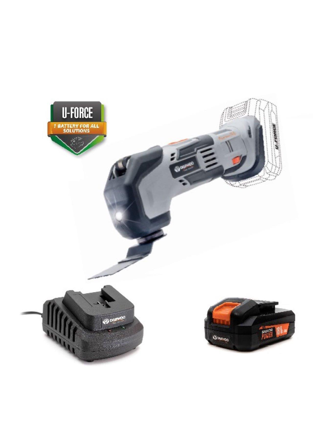Product photograph of Daewoo U-force Series Battery Operated 18v Multi Tool 2mah Battery Amp Charger Included from very.co.uk