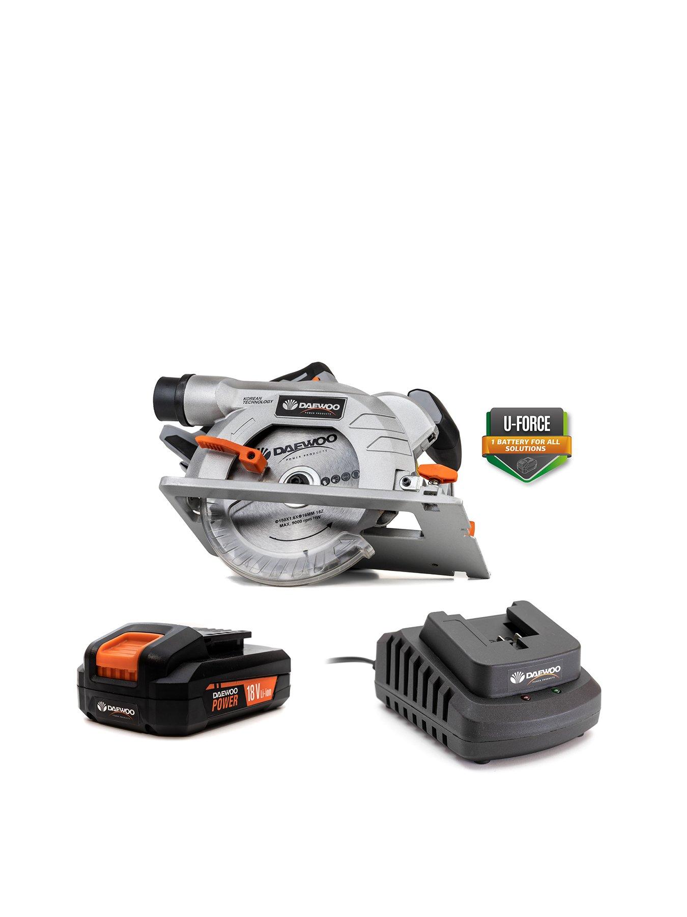 Product photograph of Daewoo U-force Series Battery Operated 18v Circular Saw 2mah Battery Amp Charger Included from very.co.uk