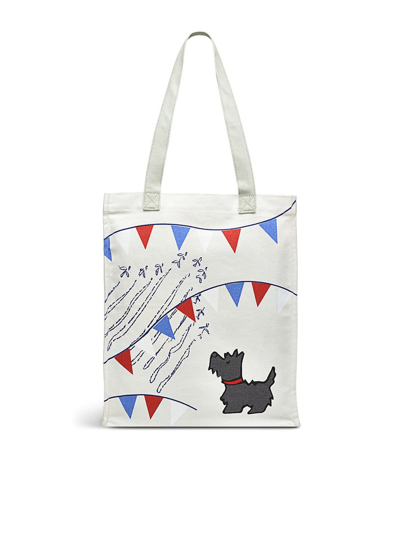 Radley+London+Celebrate+White+Tote+Bright+Red+Canvas+Top+Zip+Handbag for  sale online