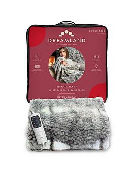 Product photograph of Dreamland Relaxwell Luxury Faux Fur Fallow Deer Heated Throw - Natural from very.co.uk