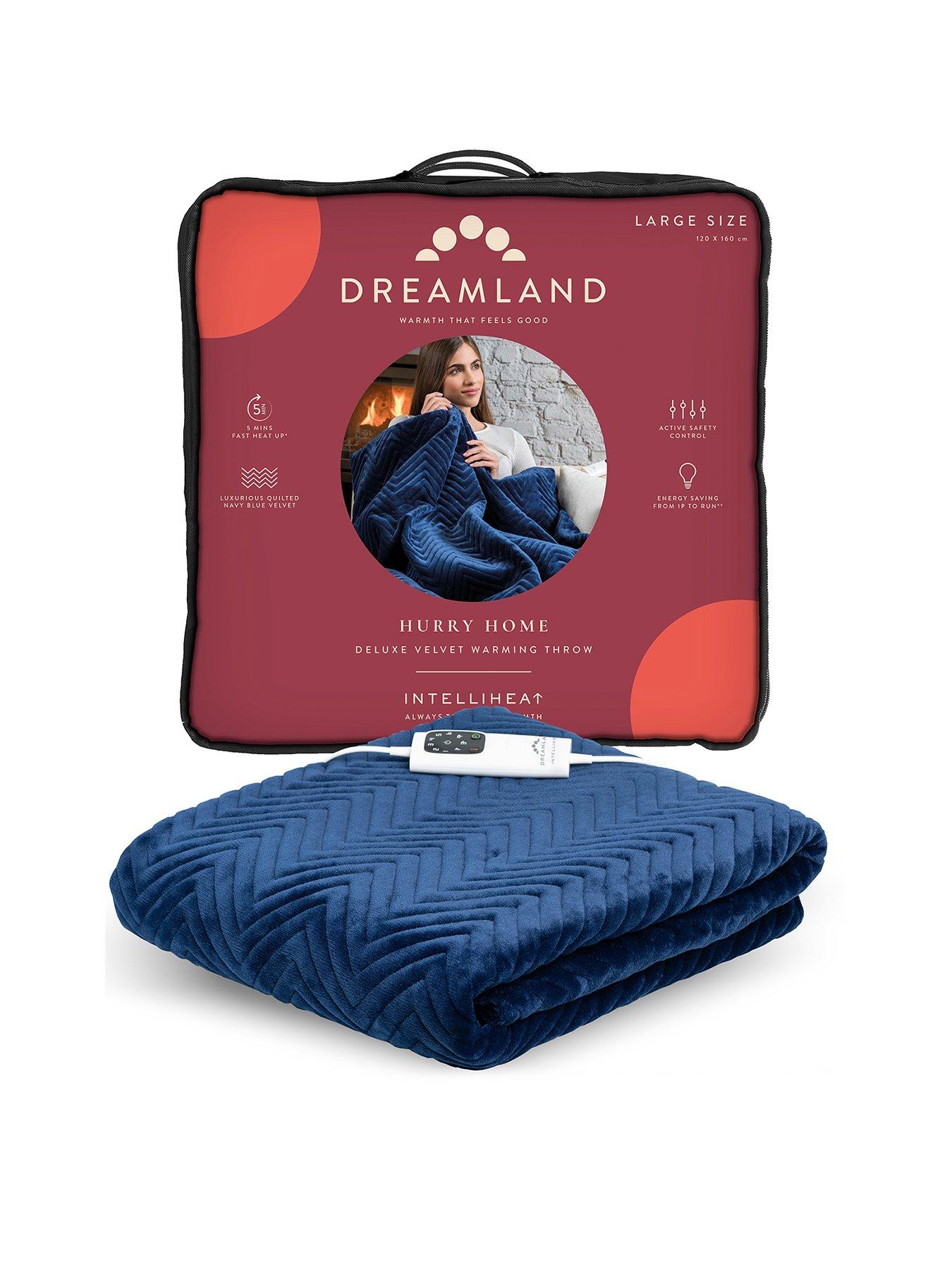 Dreamland Hurry Home Deluxe Velvet Electric Warming Throw - Navy