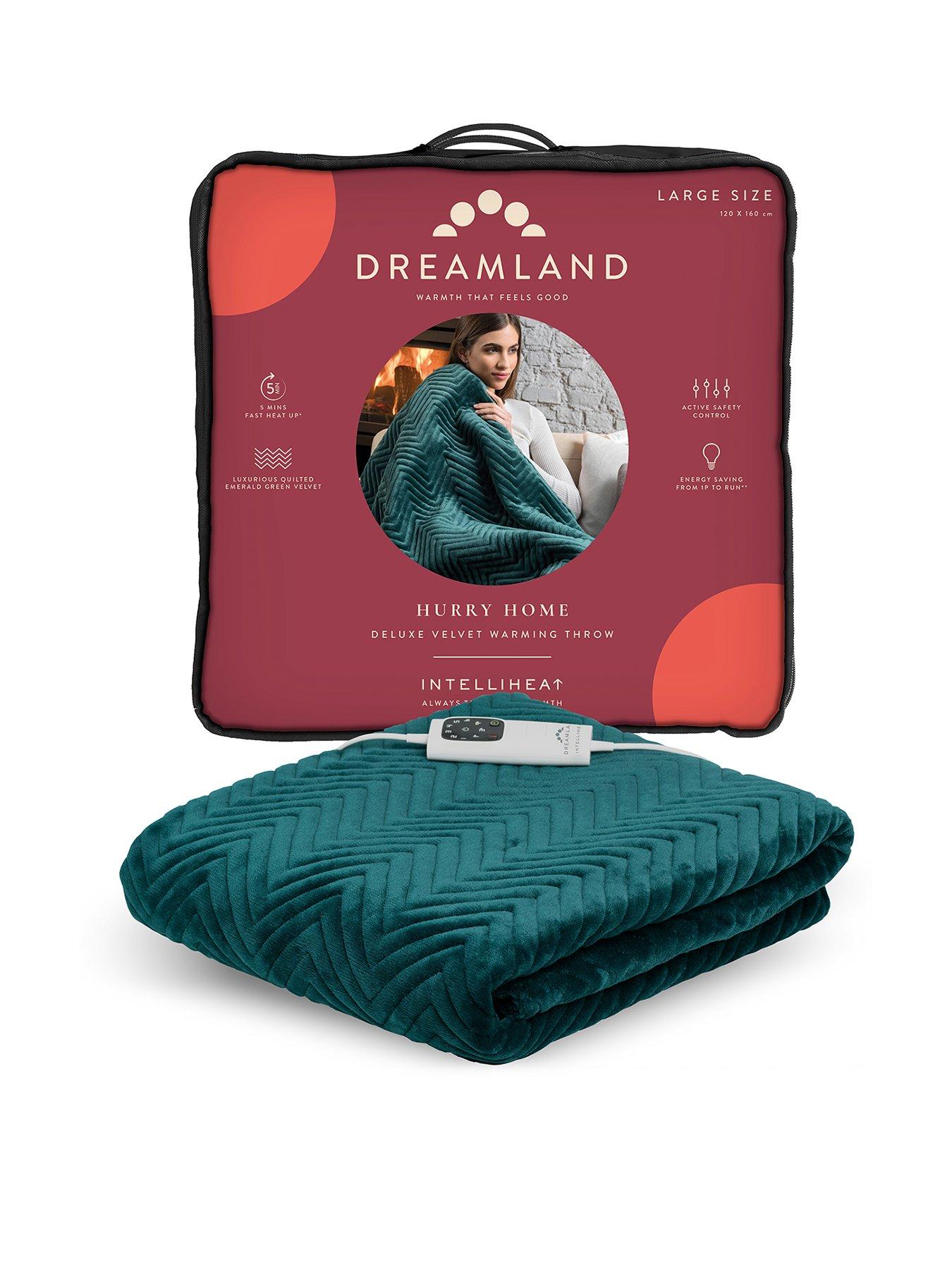 Dreamland Hurry Home Deluxe Velvet Electric Warming Throw - Emerald