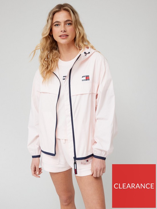 front image of tommy-jeans-chicago-zip-through-jacket-pink