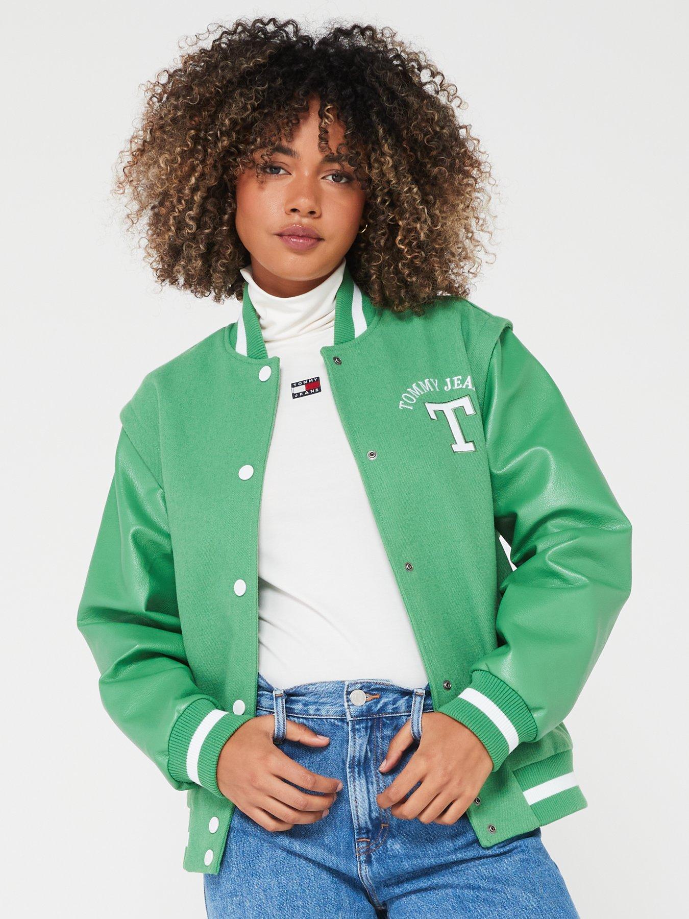  Mcice Women Crop Varsity Jacket Long Sleeve Letterman