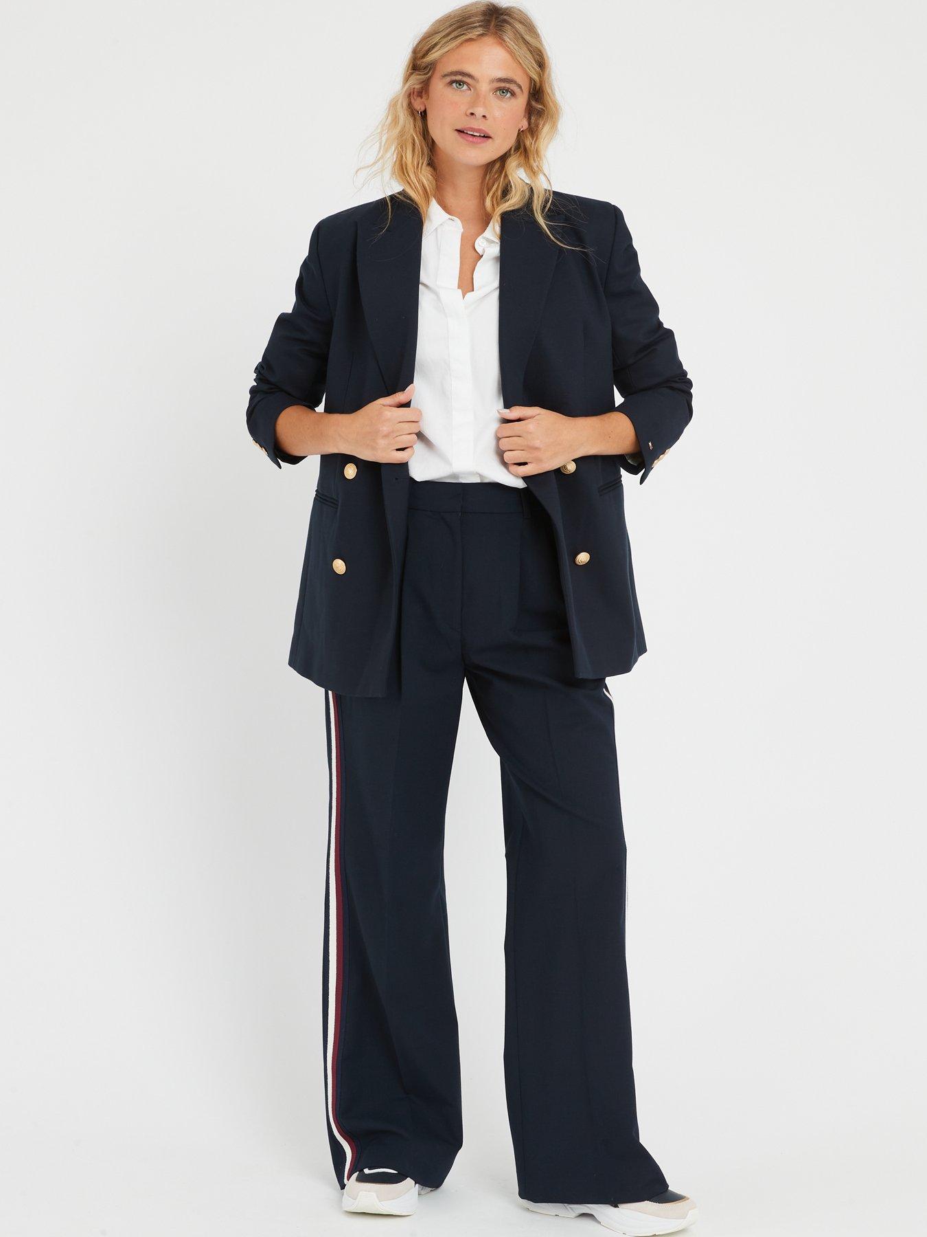 Tommy Hilfiger Wide Leg Side Stripe Trousers - Navy