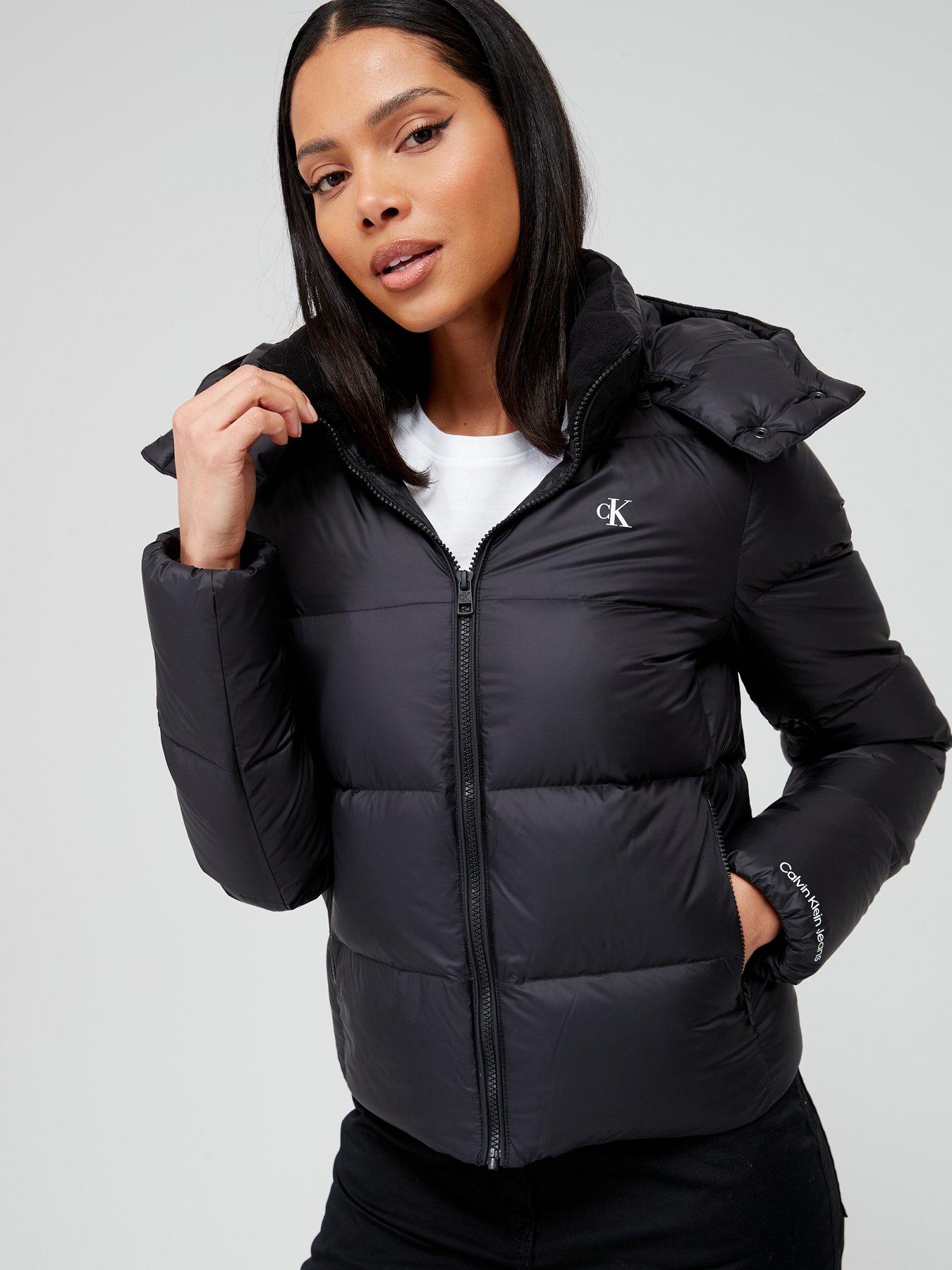 Black Oversized Curved Panel Puffer Jacket