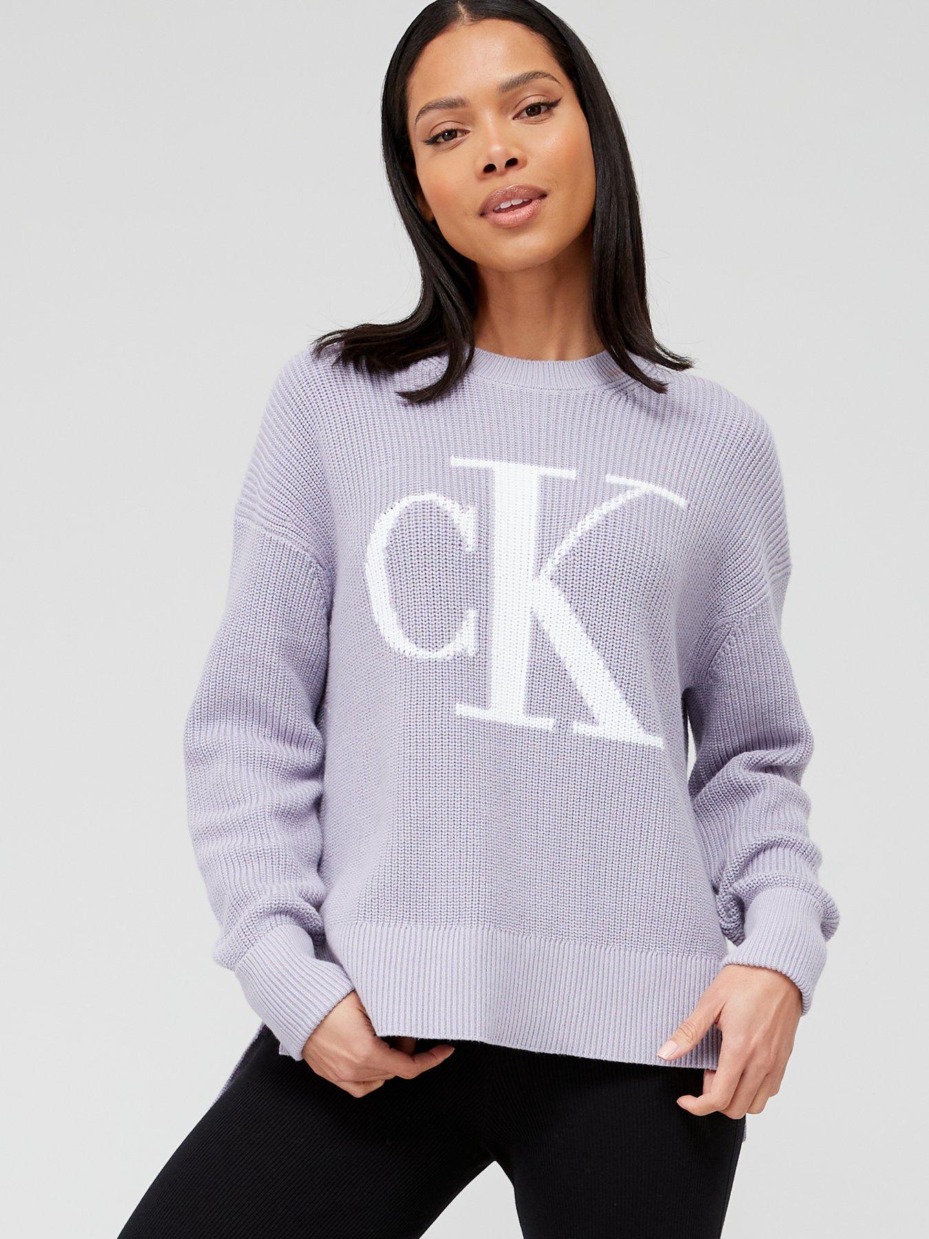Calvin Klein Jeans Intarsia Loose Sweater - Purple