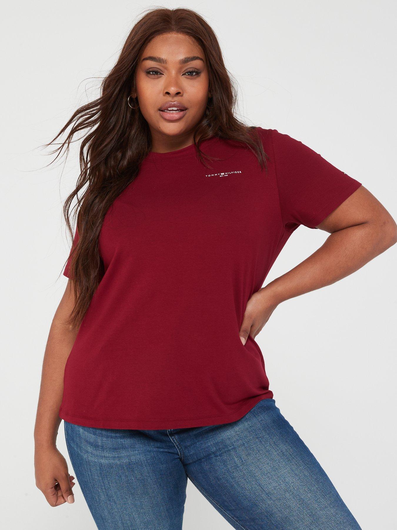 Curve Short Sleeve Logo T shirt Red