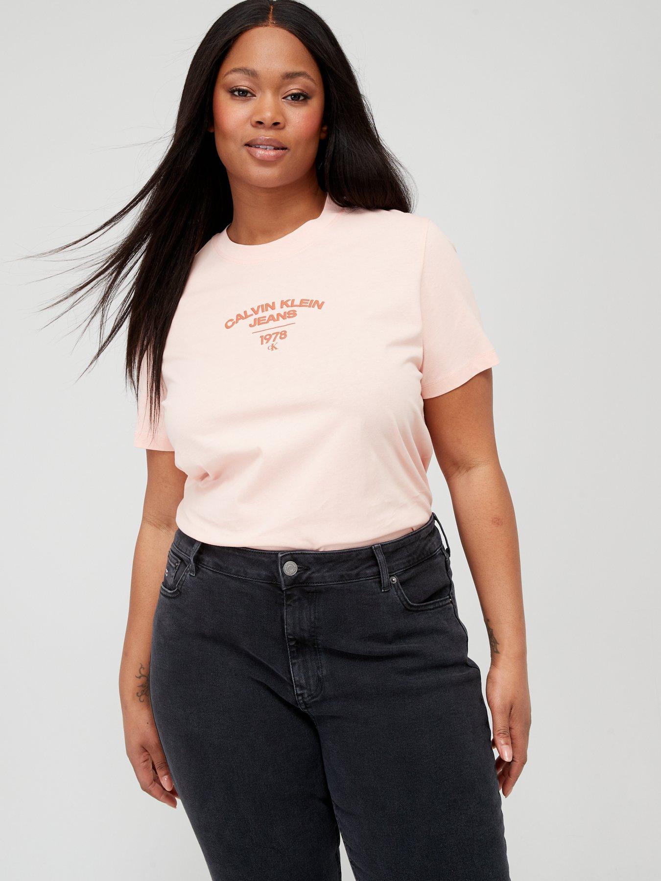 Calvin klein jeans pink t clearance shirt