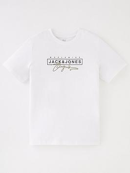 jack & jones junior boys splash branding short sleeve tshirt - white