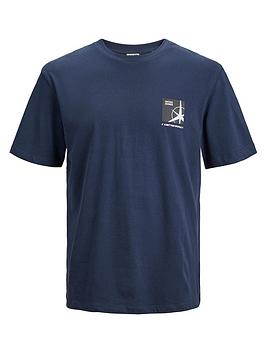 jack & jones junior boys filo logo short sleeve tshirt - navy blazer