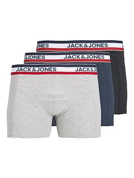 jack & jones junior boys ape 3 pack trunks - navy/black/grey marl