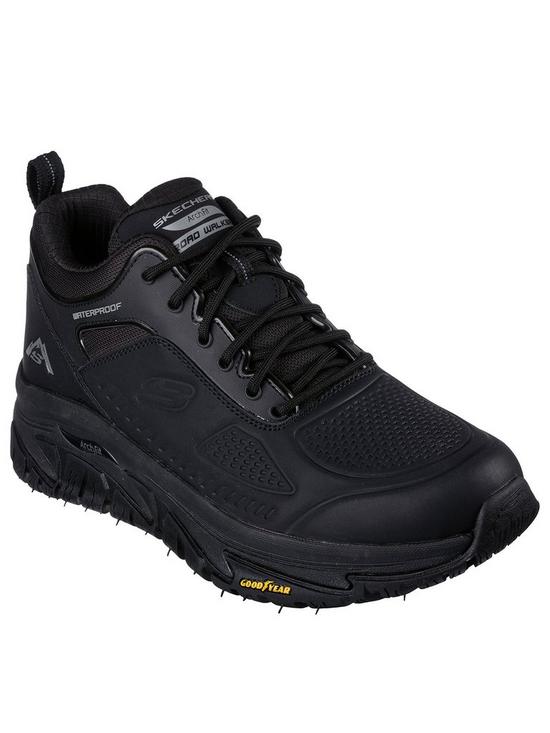 back image of skechers-outdoor-arch-fit-goodyear-rubber-waterproof-mid-boots-black