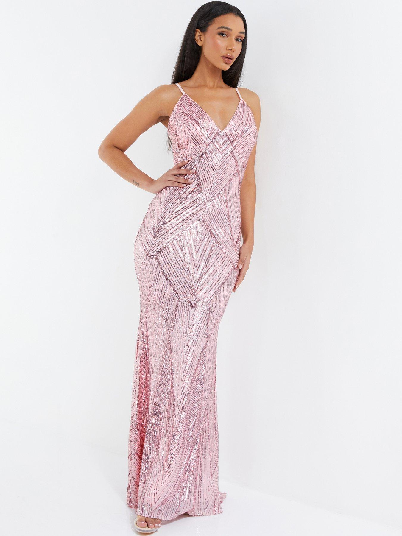 Quiz sequin store fishtail maxi dress