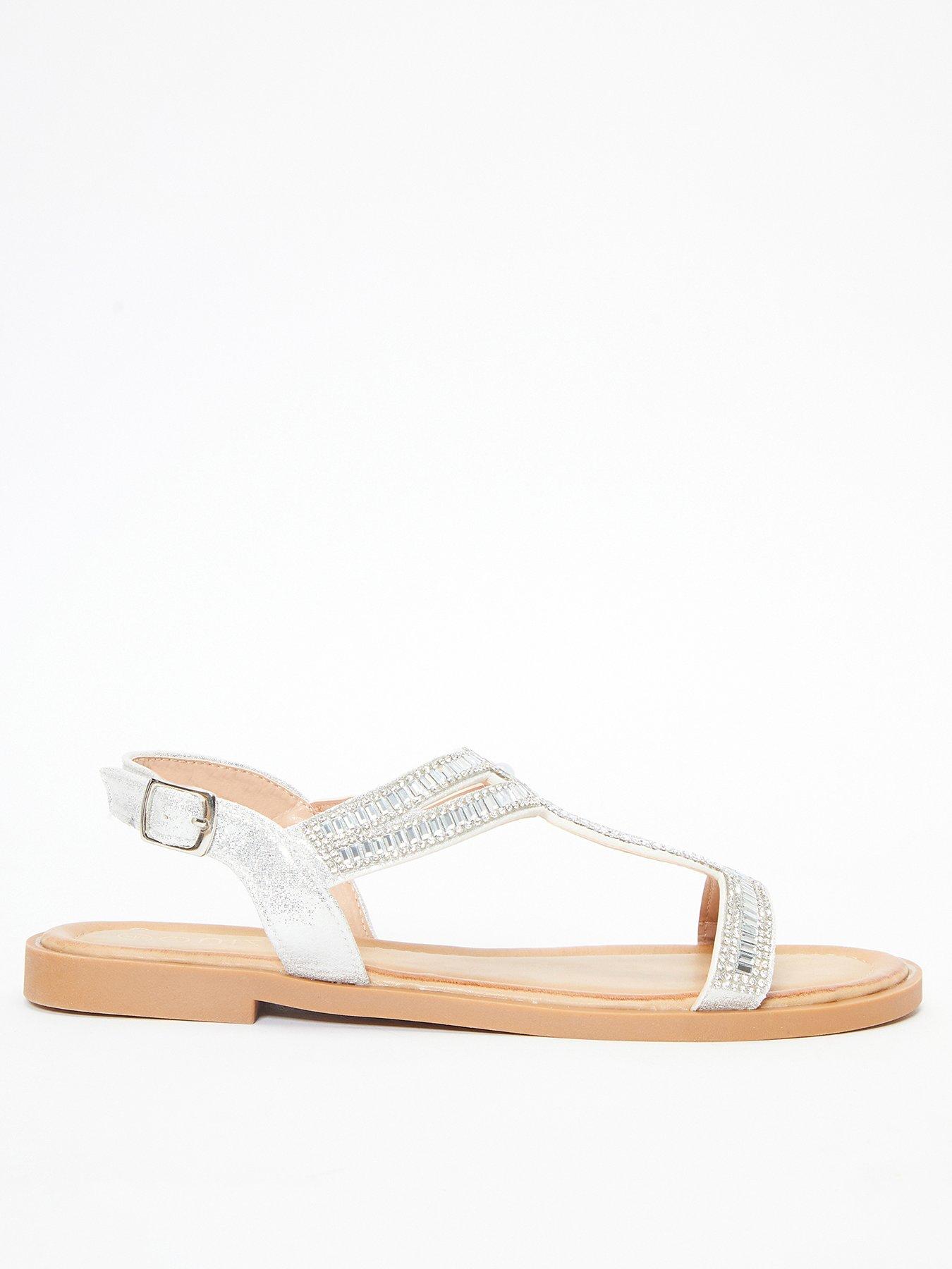 Diamante flat sandals store uk