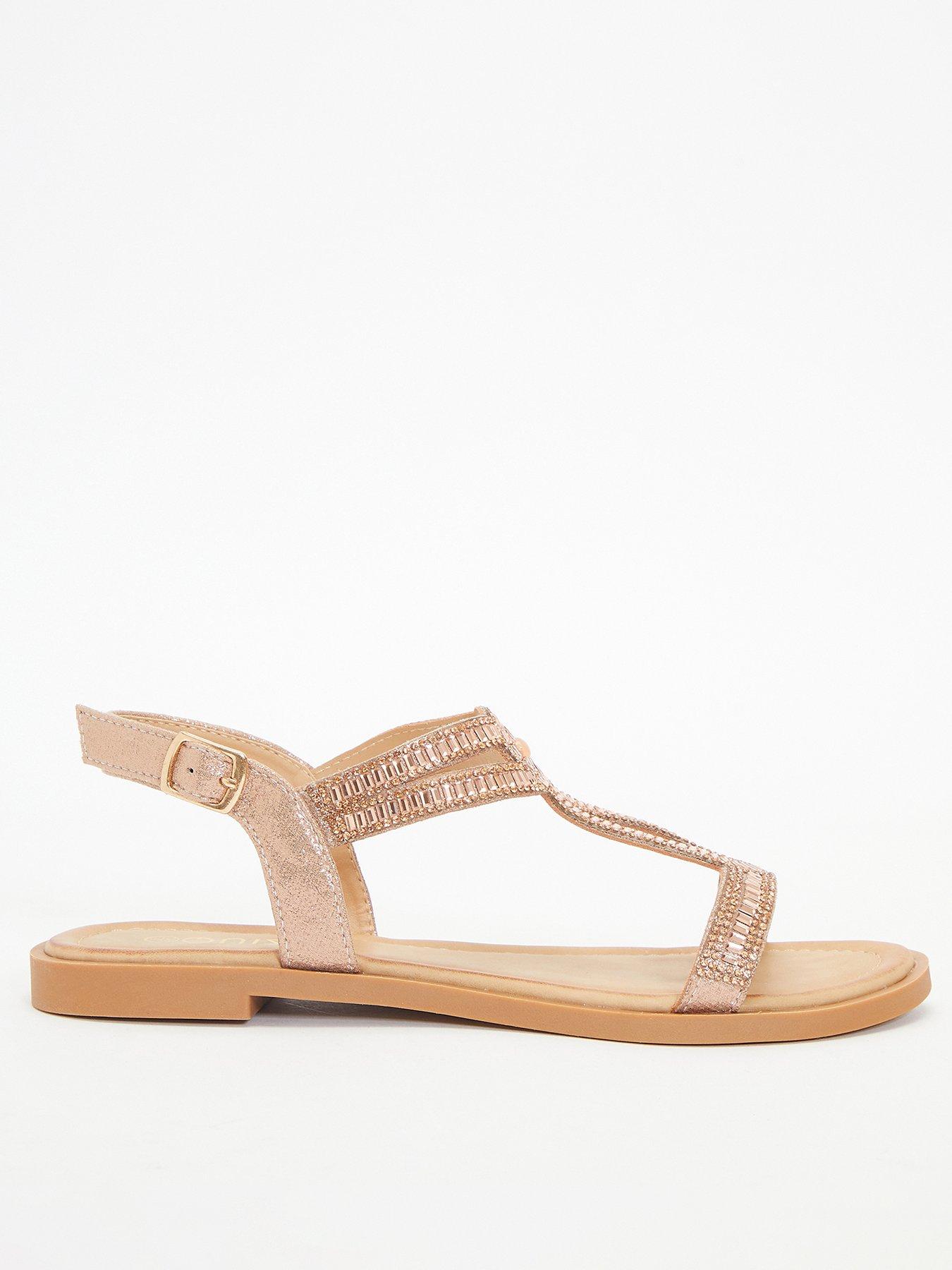 Diamante flat sandals cheap uk