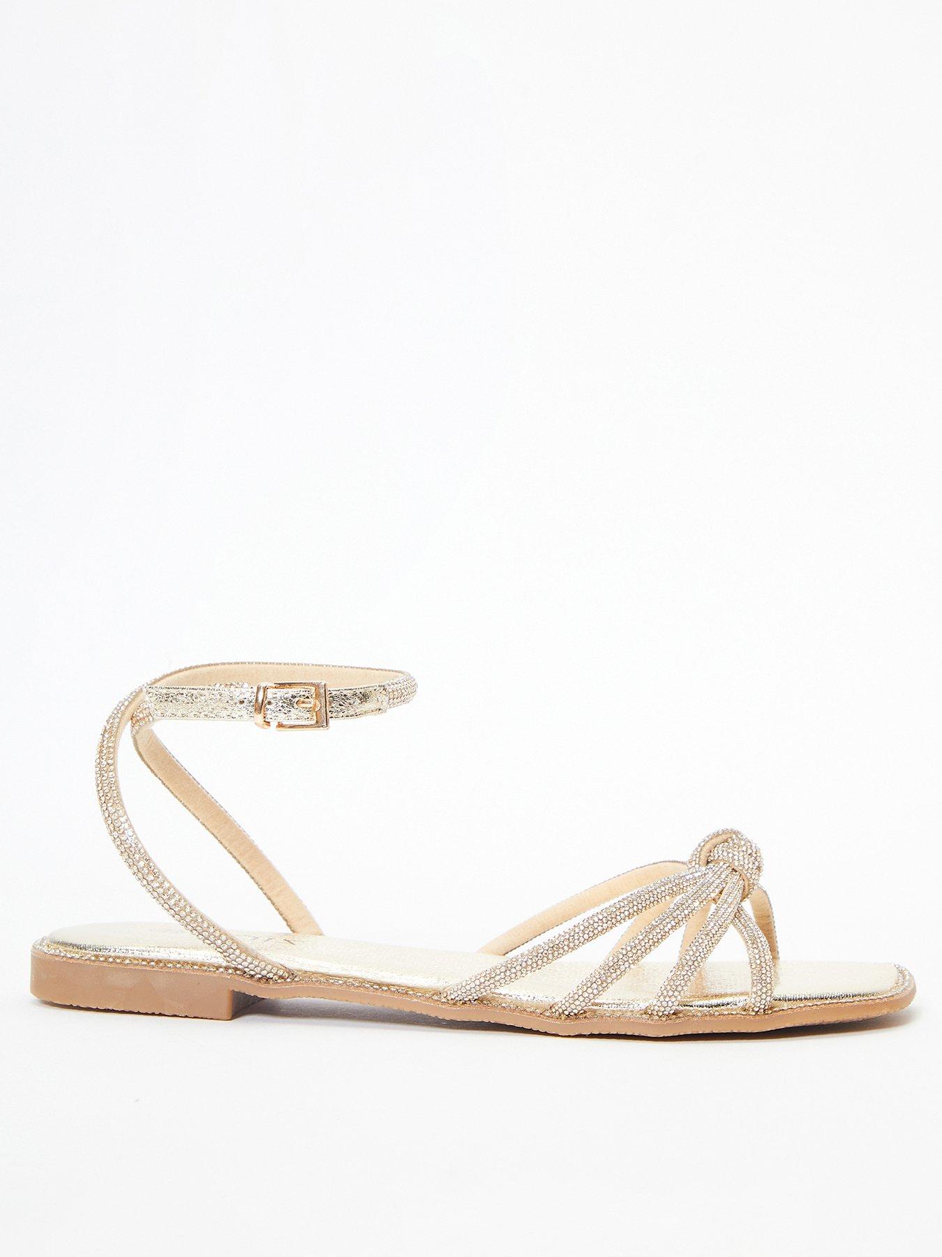 Gold diamante best sale flat sandals