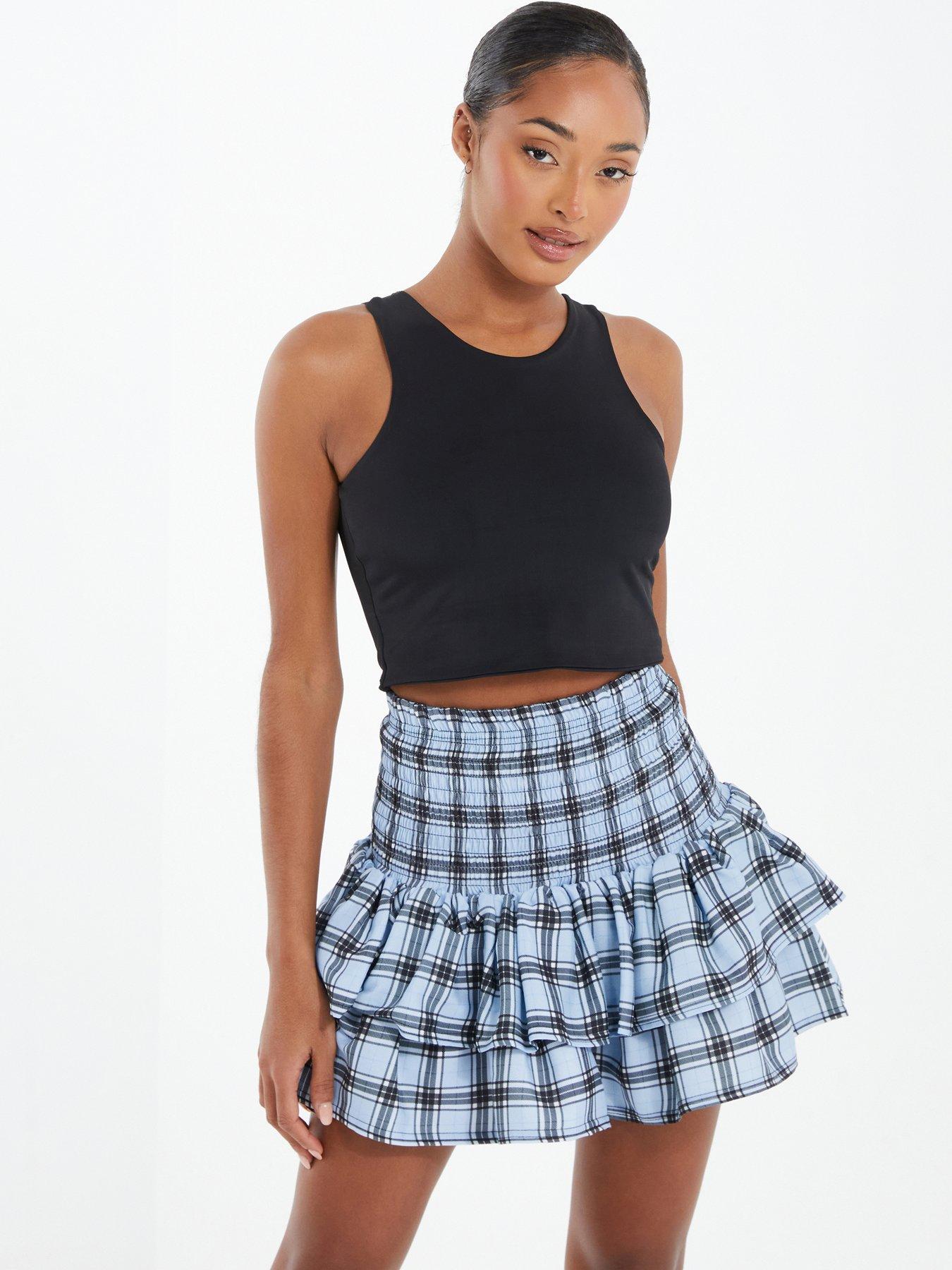 Ruched 2025 check skirt