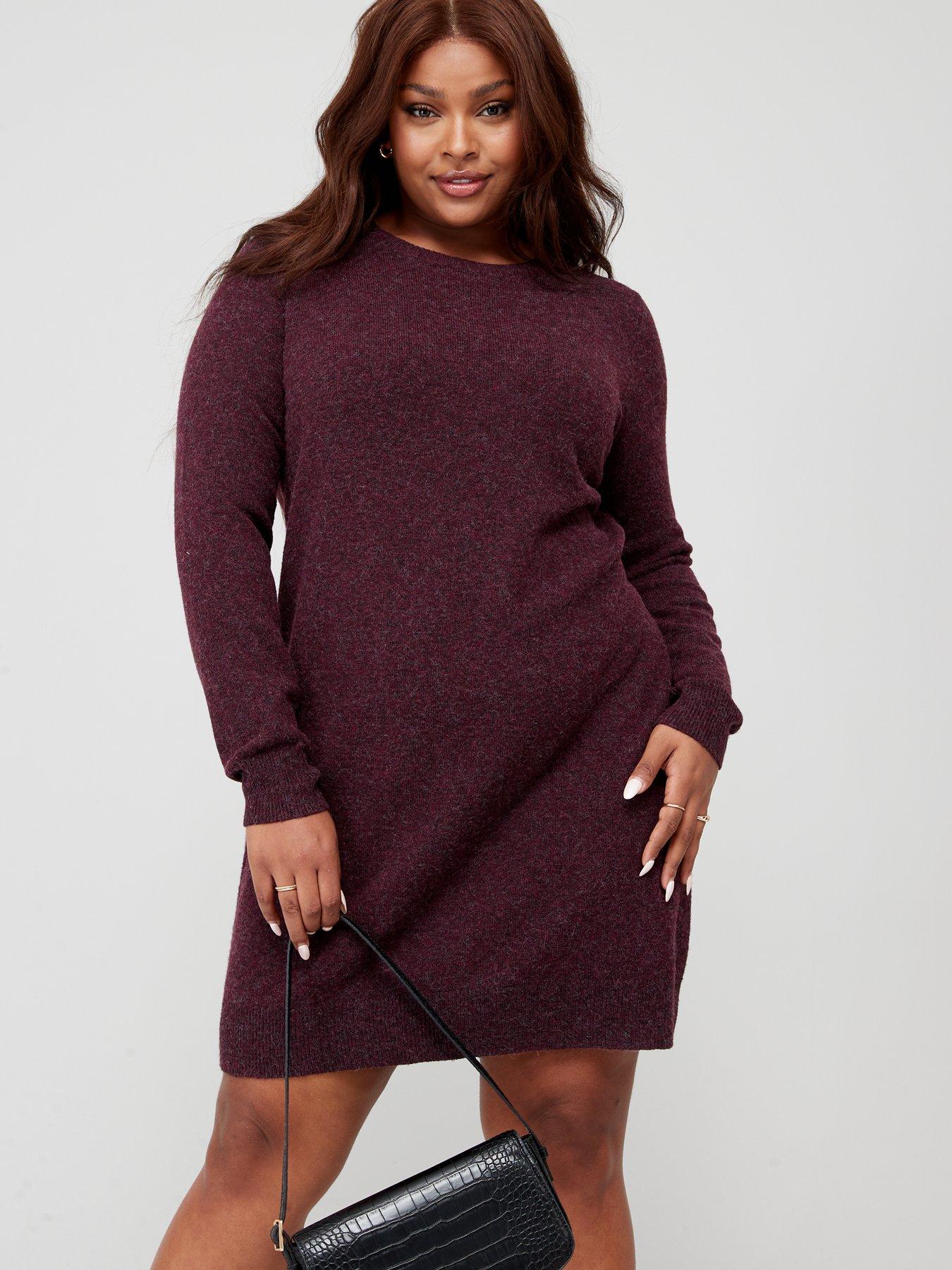 Burgundy knitted best sale dress uk